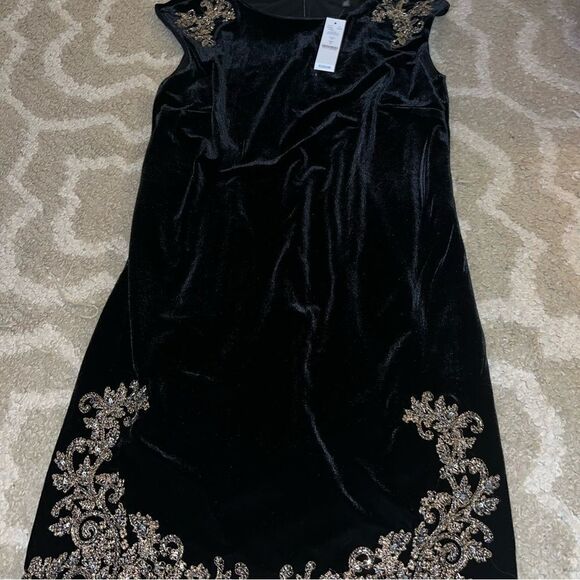 White House Black Market Dresses & Skirts - White House Black Market size S Elegant Black Dress with Gold Embroidery